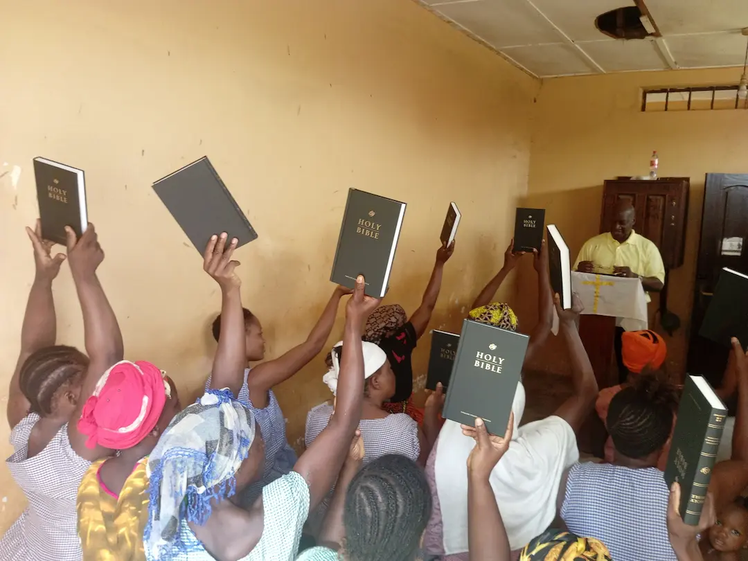 Sharing Bibles at the Women’s Prison.