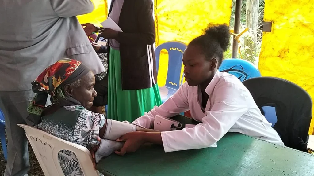 Patient bring attended to during the free medical camp