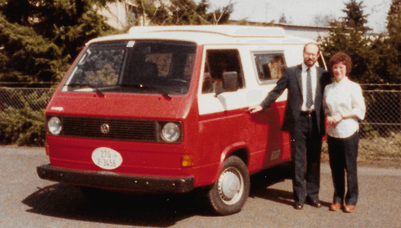 Baanna's with their van used during six-month trip